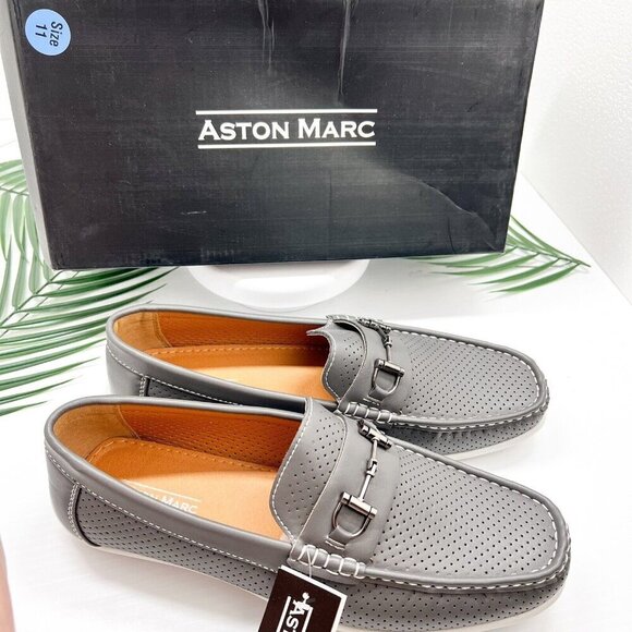Aston Marc Men's Grey Perforated Moccasin Toe Driving Loafers Size 11 NWB - Picture 12 of 12